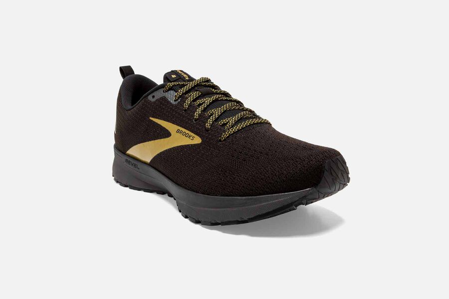 Brooks Israel Revel 4 Road Running Shoes Mens - Black/Gold - BIR-952768